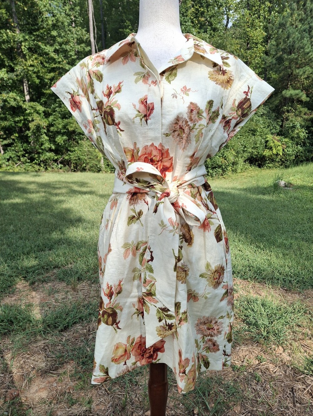 Tuckernuck Callie Romantic Floral Cotton Linen Mini Dress Medium